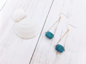 14kgf cube turquoise pierce