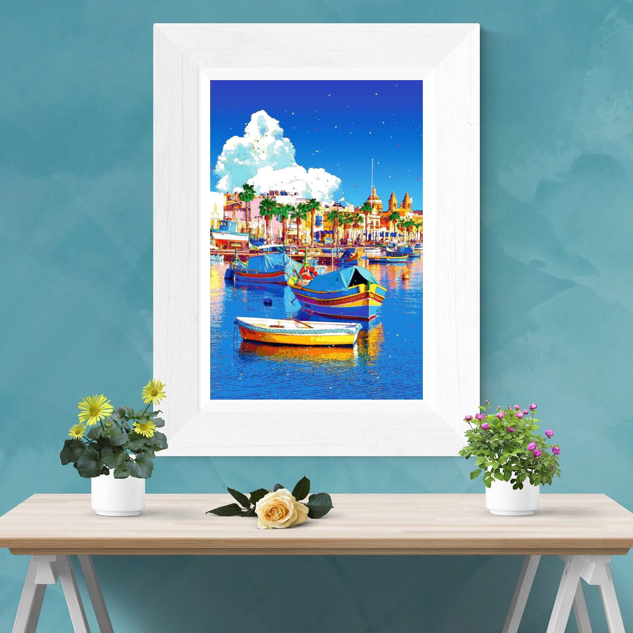 アートポスター】マルタ島 マルサシュロックの港（作品No.646