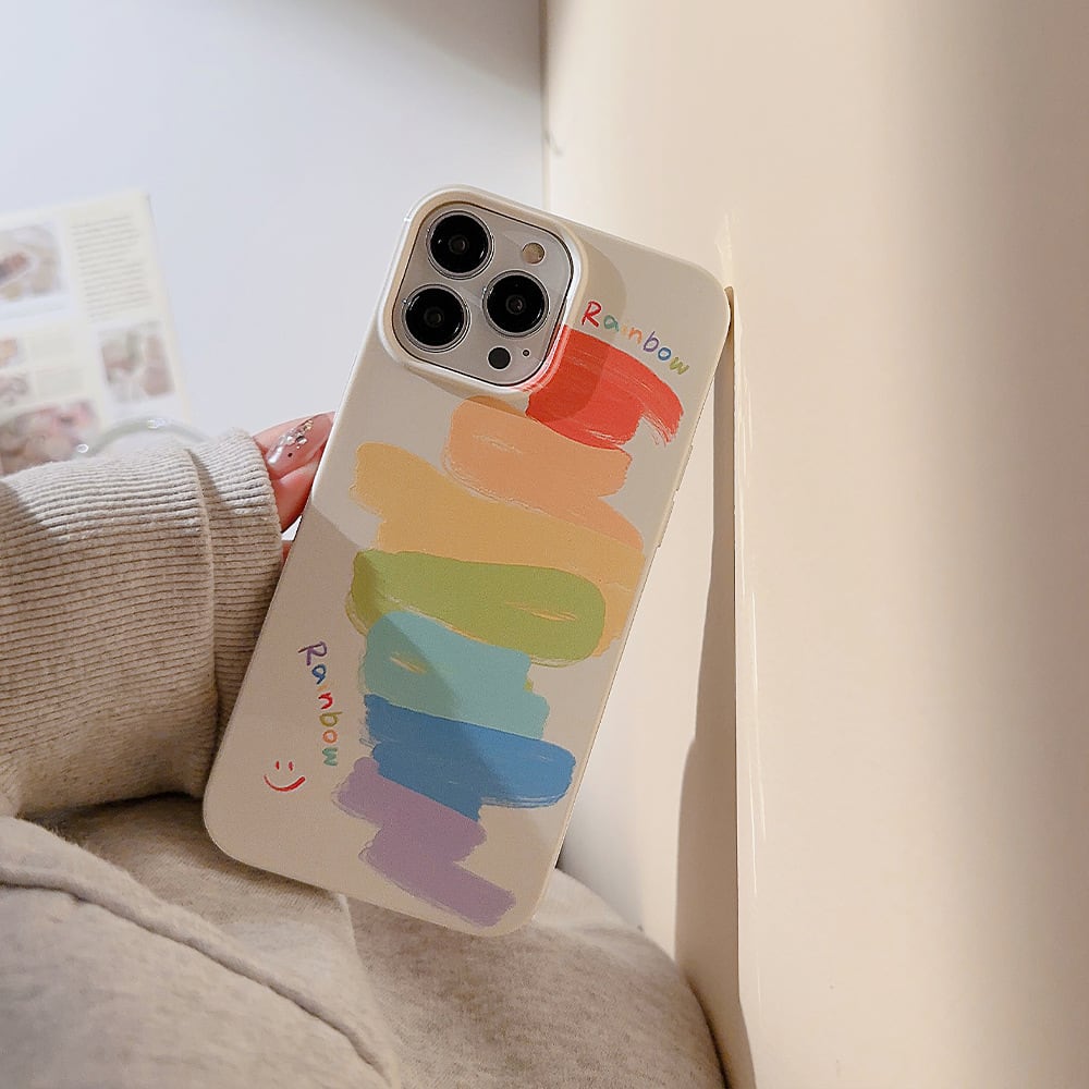 笑顔がお守り代わり♪落書きレインボー スマイル カメラ保護フレーム