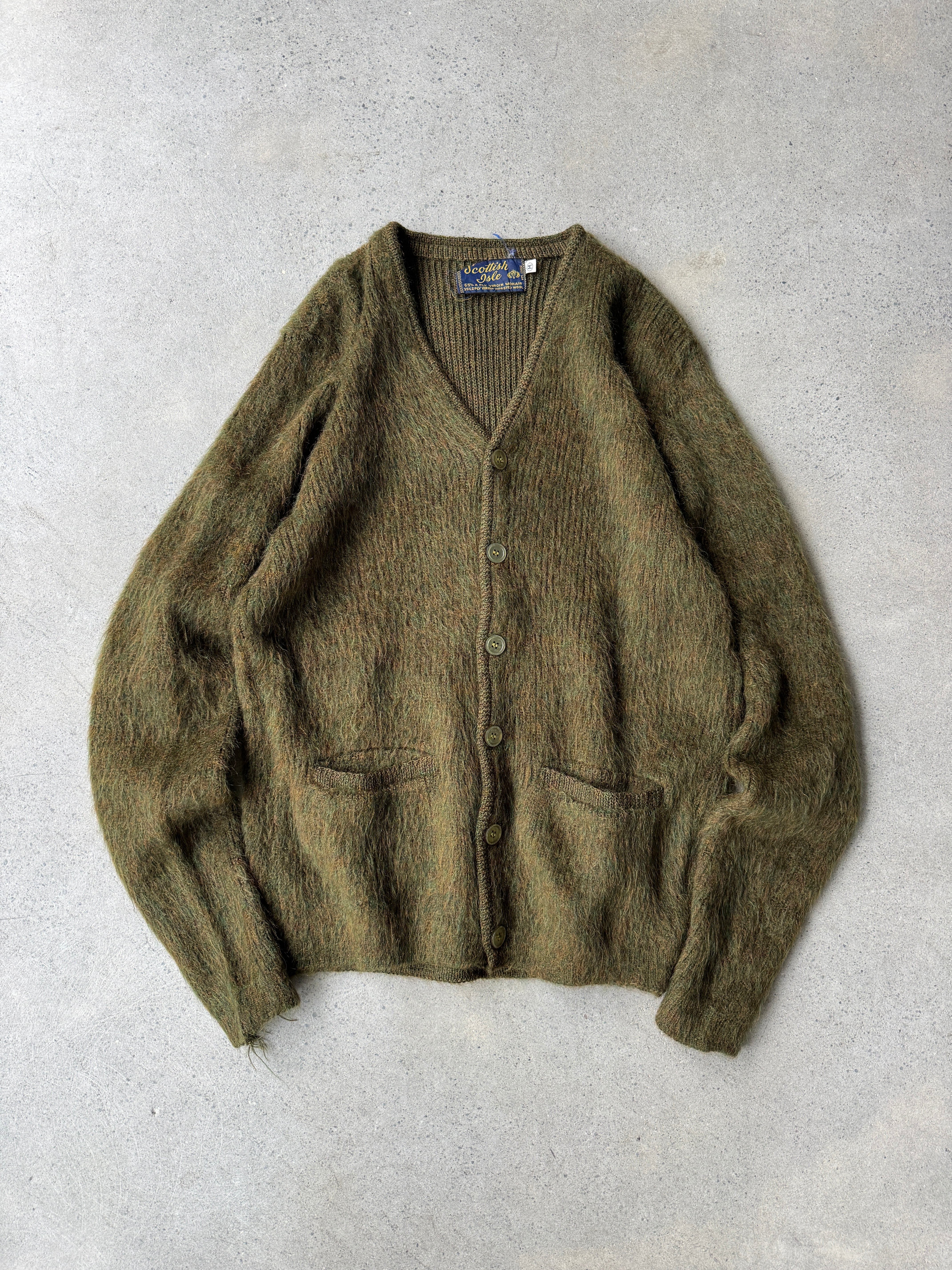 A.R.P.®︎ Premium Classic Mohair Cardigan W/Pocket Olive モヘア