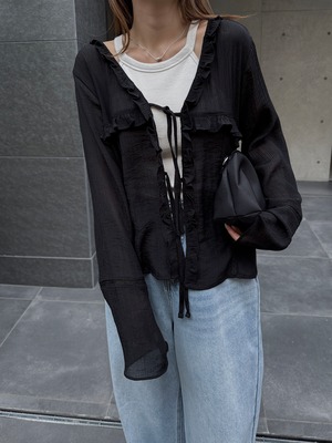 lace line frill sheer blouse