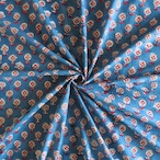 ブロックプリント生地【50cm単位】インド綿 小花柄 ブルー×赤ー×ベージュ #56425-BL2