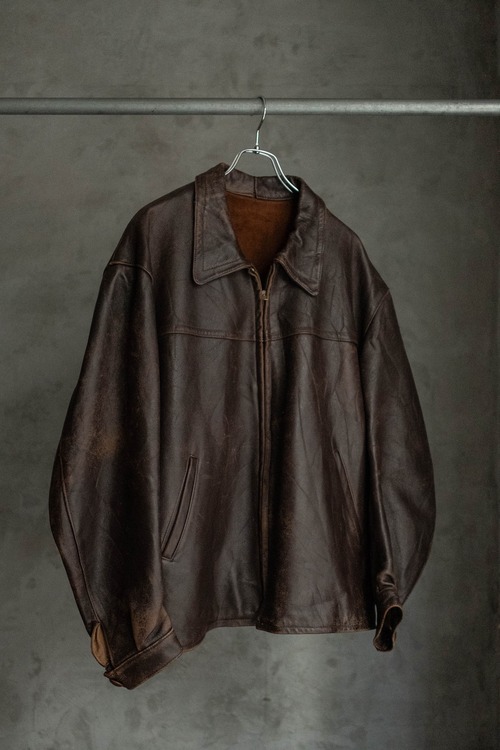 1950-60s フランス　ブラウンのレザージャケット