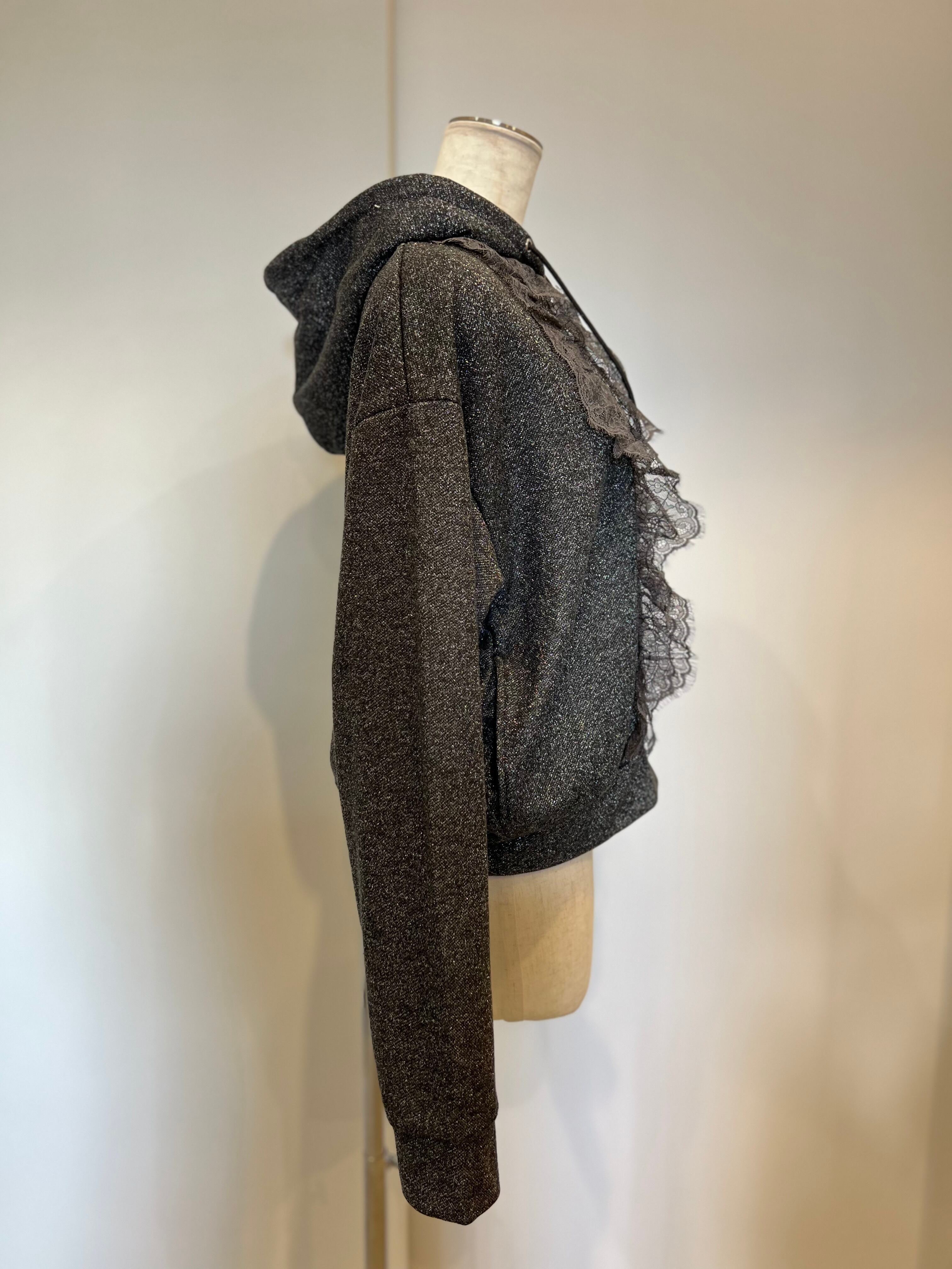 【SELECT】レースフリル装飾ラメパーカー