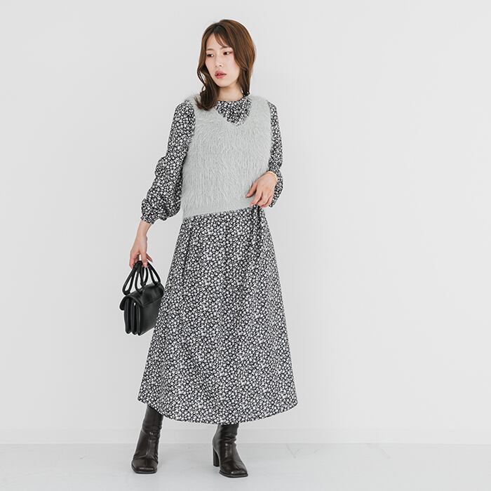 SALE】ニットベスト レディース シャギーニット Vネック クルーネック