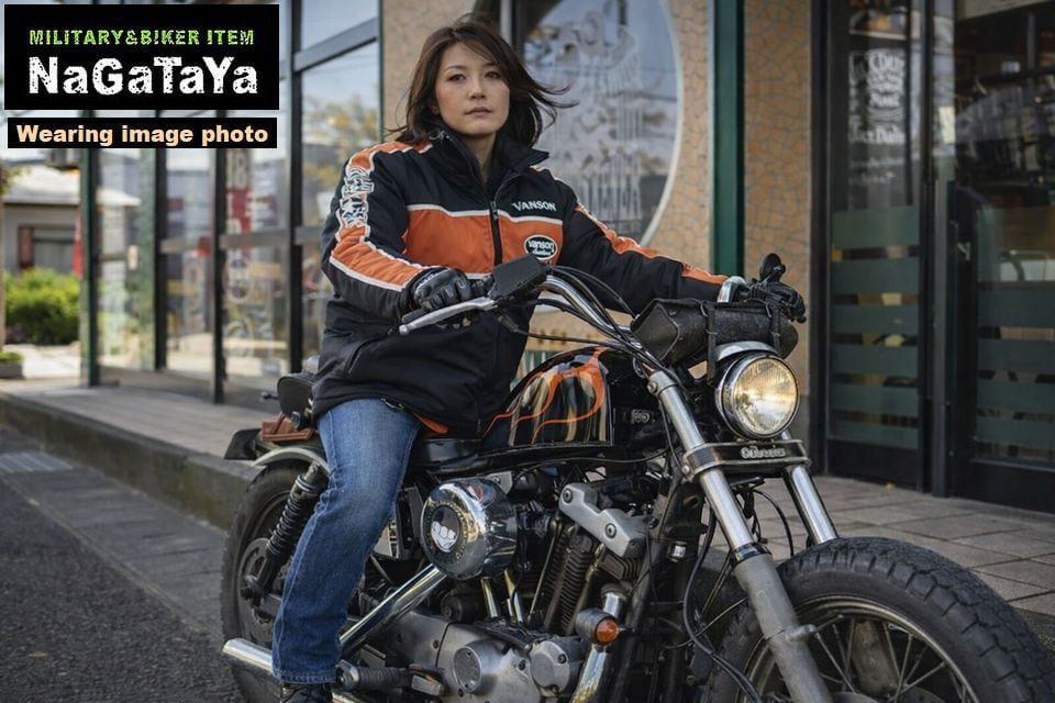 バンソン VANSON ロゴ刺繍 中綿入り ナイロン レーサージャケット