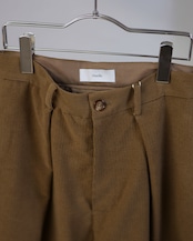 itochi - Wool & Cashmere Corduroy Tuck Slacks :Brown|先染め/尾州×遠州/裏地付き