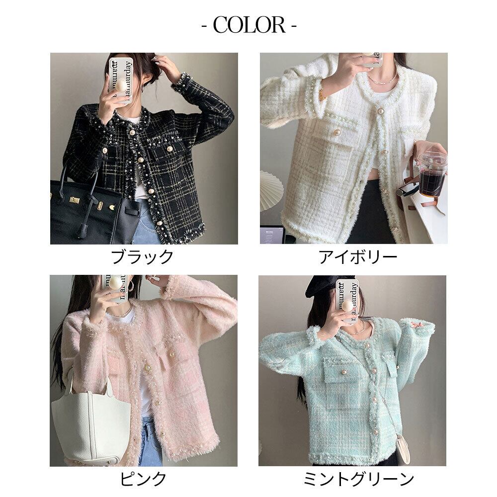 ツイード風 ジャケット レディース 秋冬 韓国 アウター おしゃれ きれいめ 大人 かわいい 通勤 ビジネス オフィス ラメ フォーマル 大人可愛い 大人女子