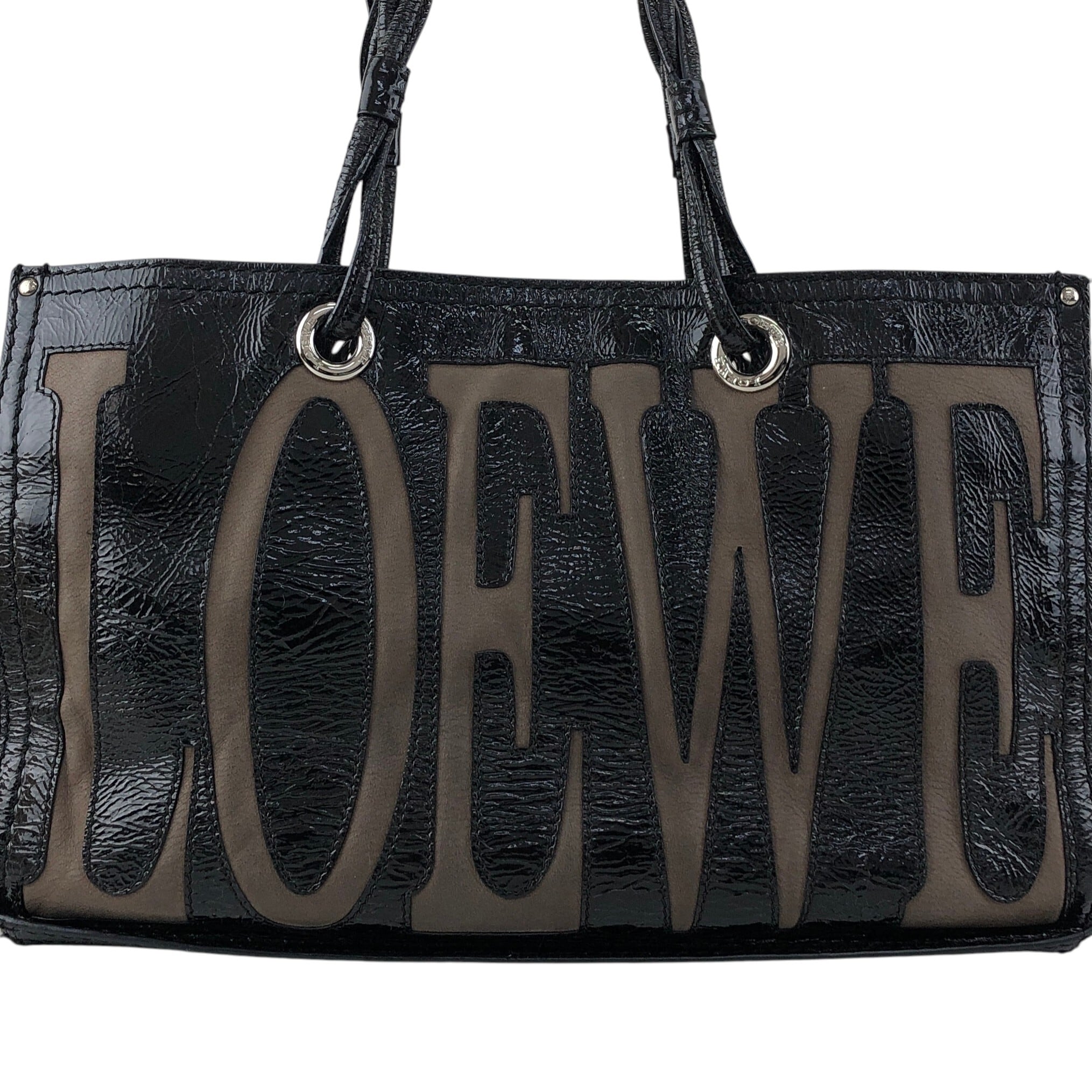 LOEWE ロエベ ハンドバッグ ブラック アナグラム エナメル トート