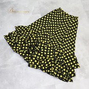 フラメンコ 衣装 ICHIOKU イチオク ファルダ スカート ブラック系 水玉 ドット 黒 黄 ボランテ フリル ポップ 華やか かわいい ボリューム ダンス衣装 イベント ステージ 練習 レッスン ポップ ドット柄 ダンス レディース イエロー系