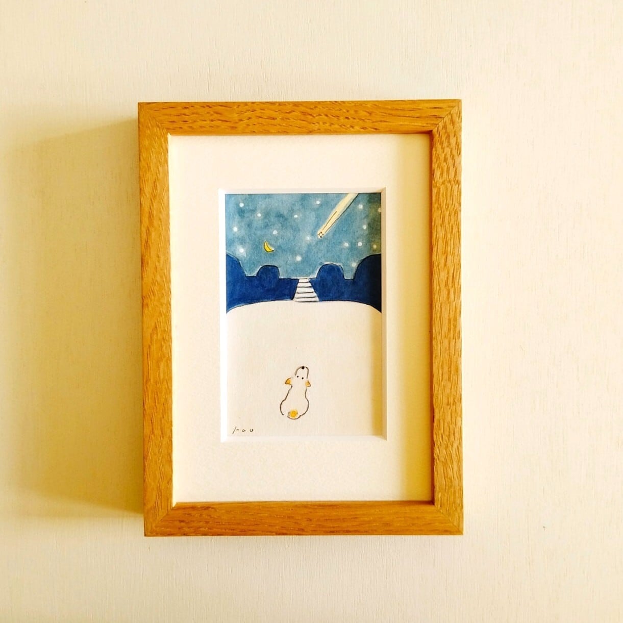プルメリア 原画 ※木製額縁入り(2Lサイズ）花の絵・イラスト