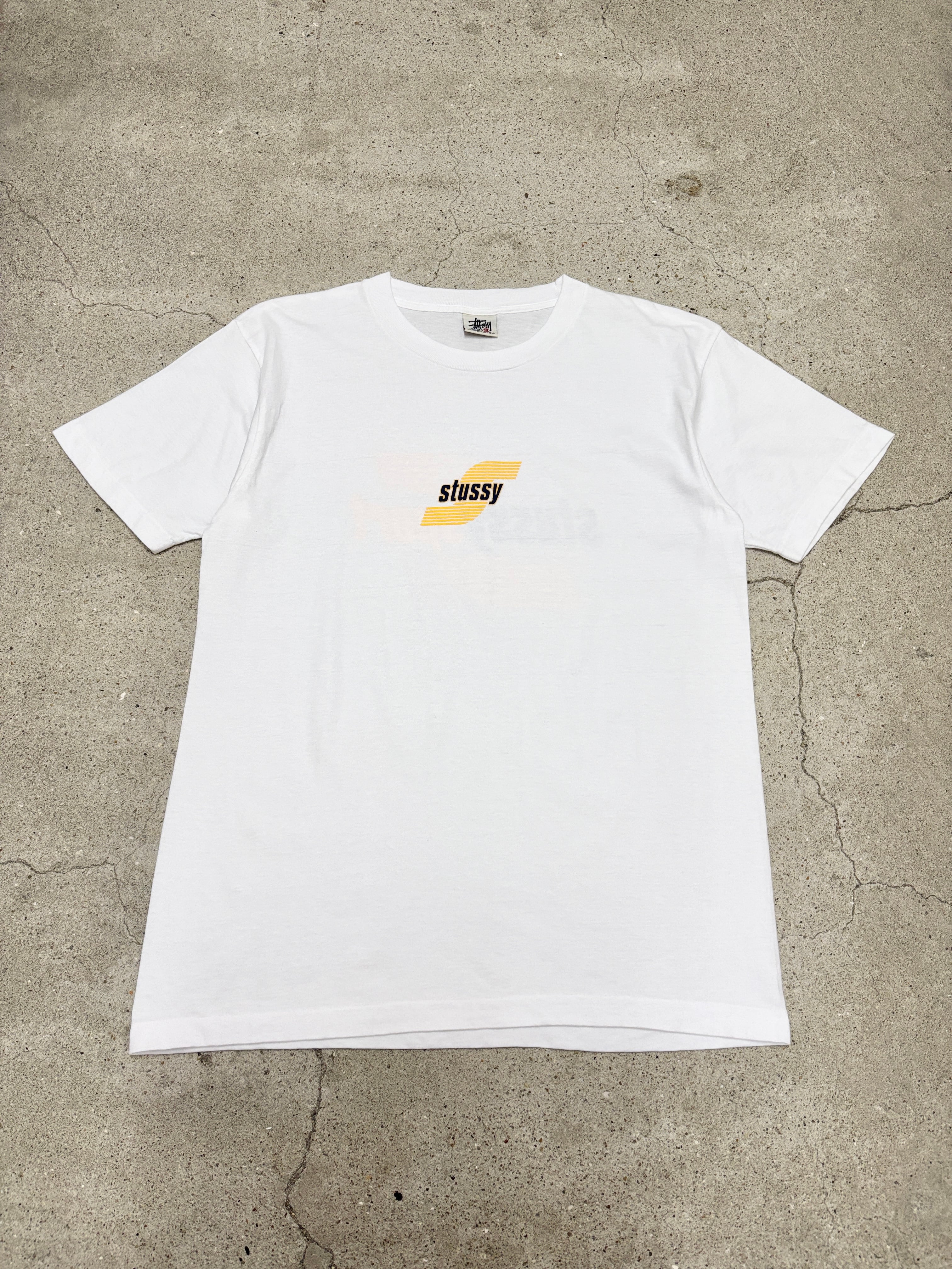 90s OLD STUSSY/STUSSY SPORT print Tee/USA製/白タグ/M/ロゴプリントT