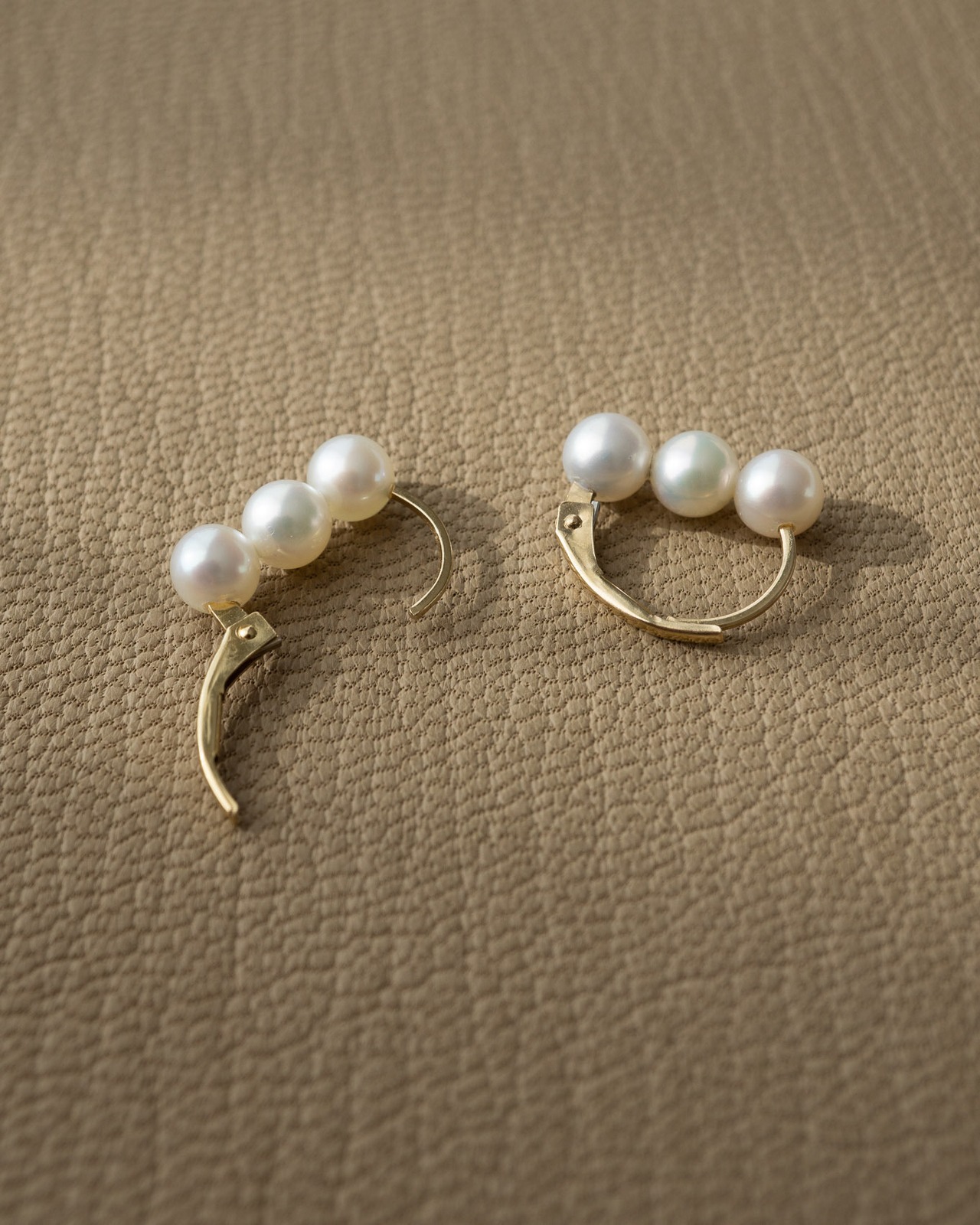 3連パールピアス-One touch／K14GF