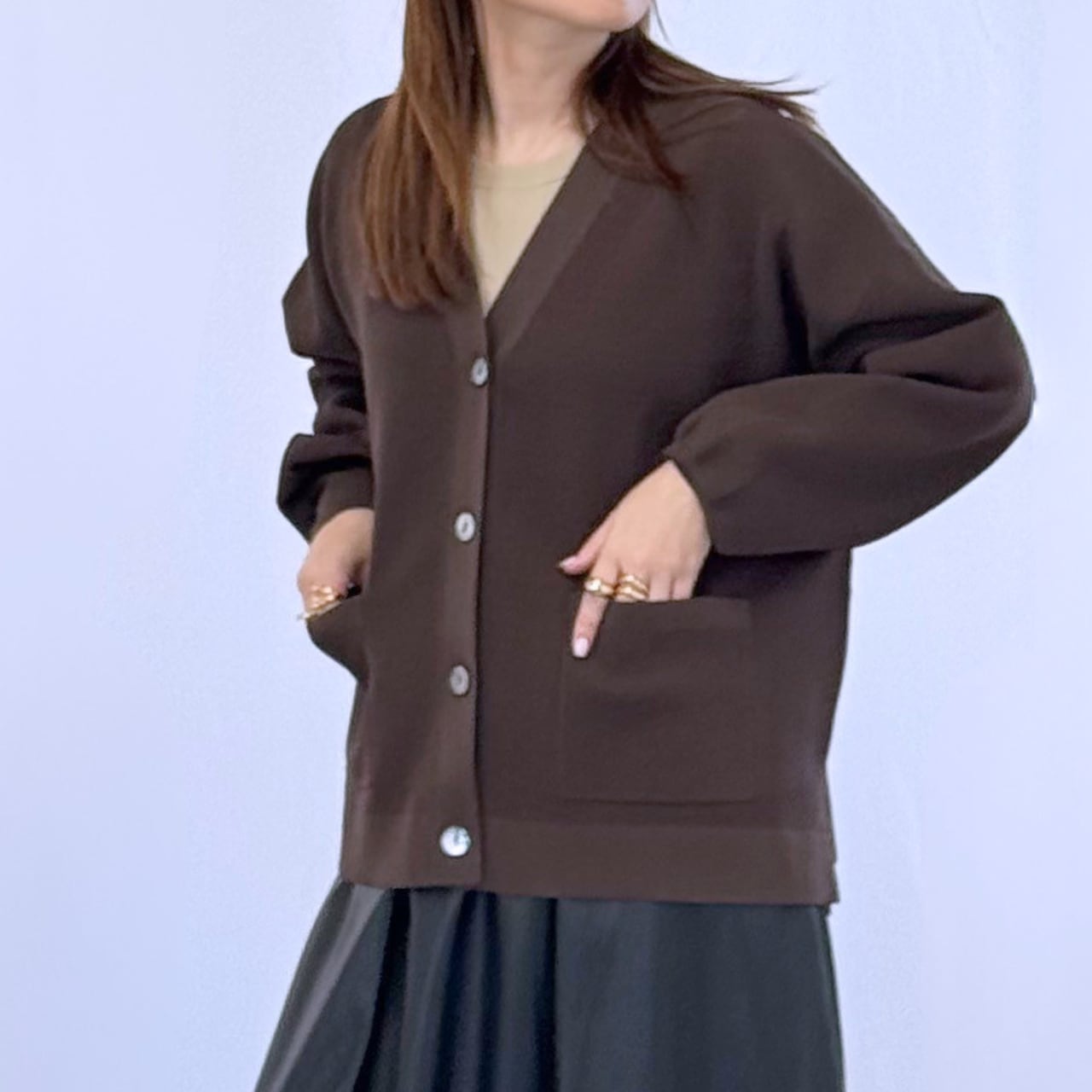 【lelill】ハイテクワッフルカーデ