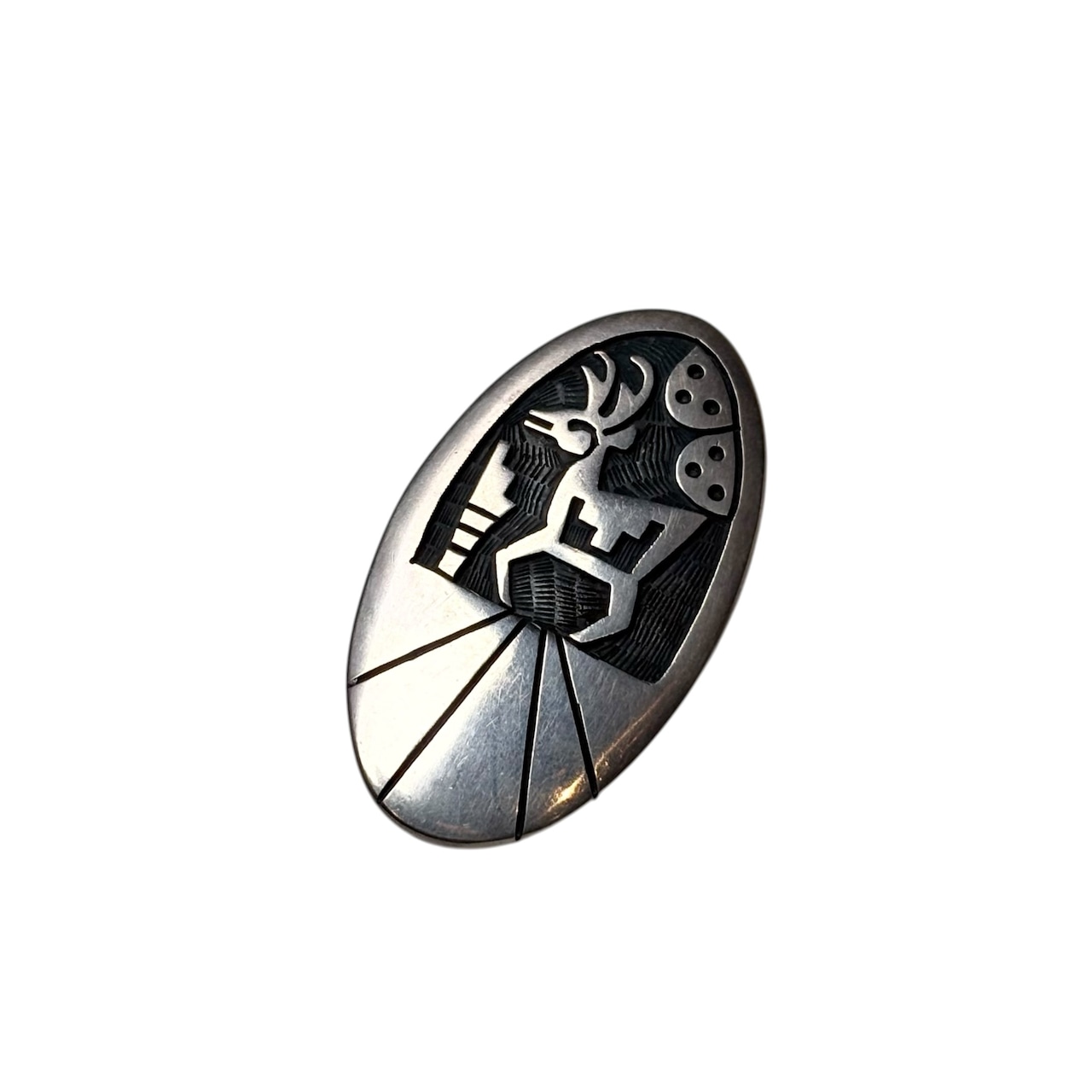 Hopi Beauford Dawahoya overlay silver pendant pin