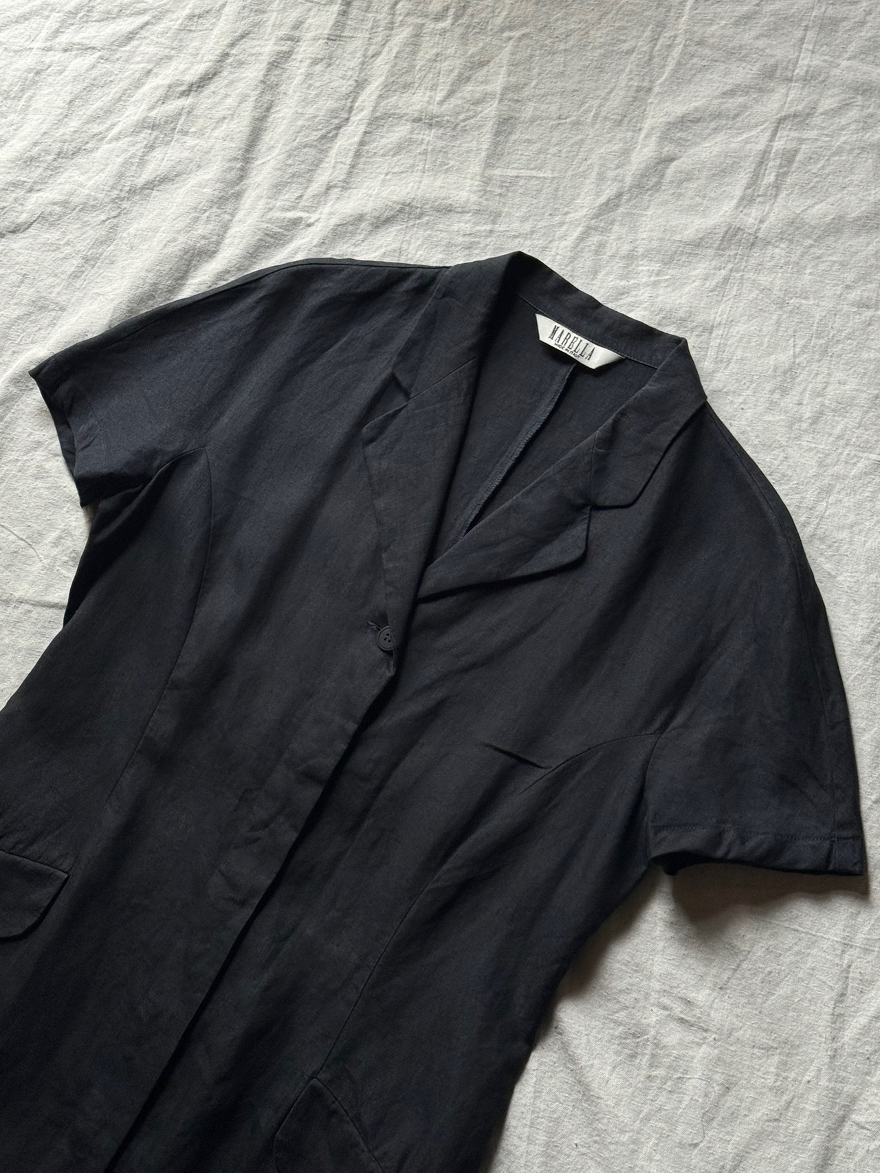 "MARELLA" 1990s Black linen one- piece