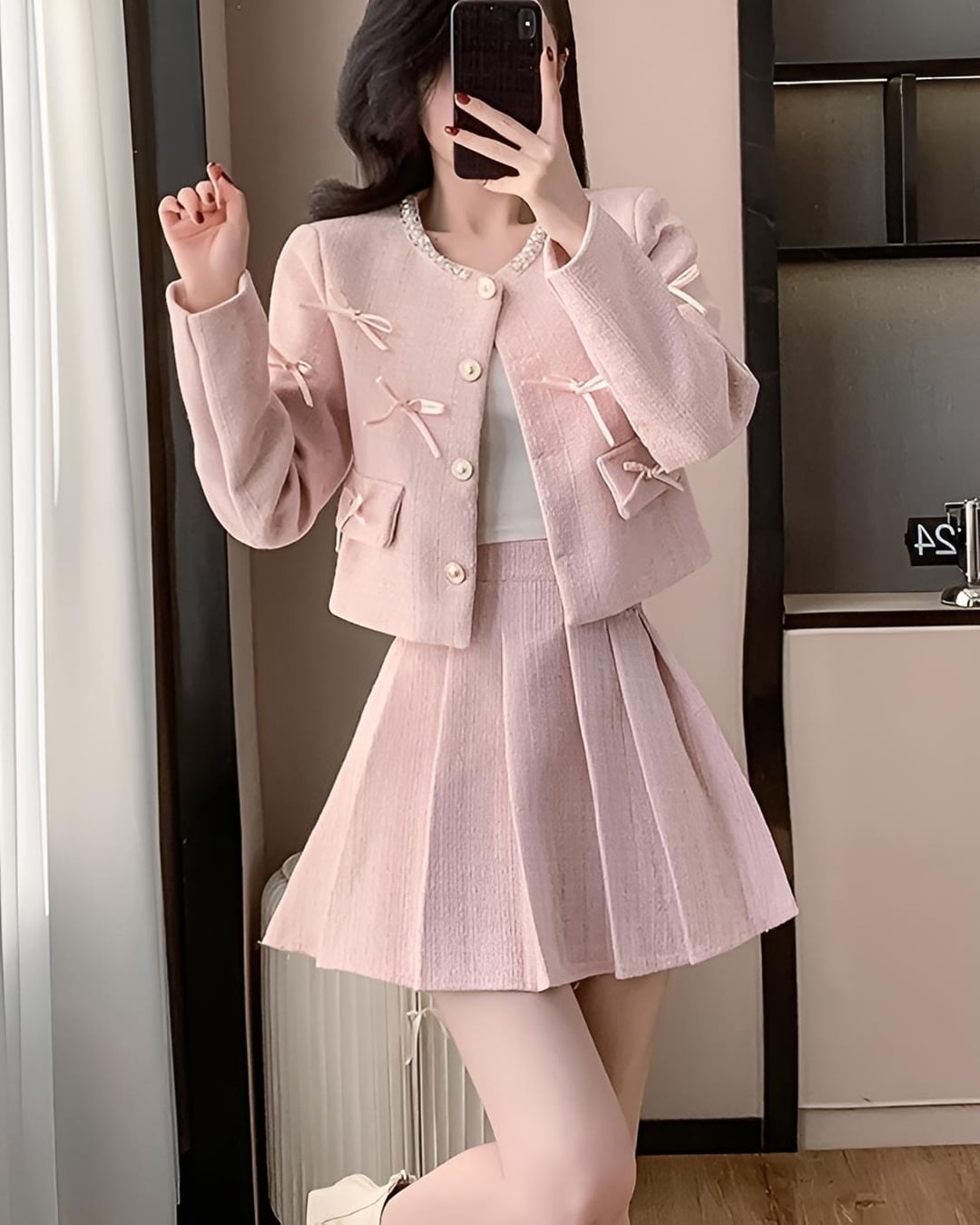 ランダムリボンプリーツセットアップ(2 colors) 24WP10052