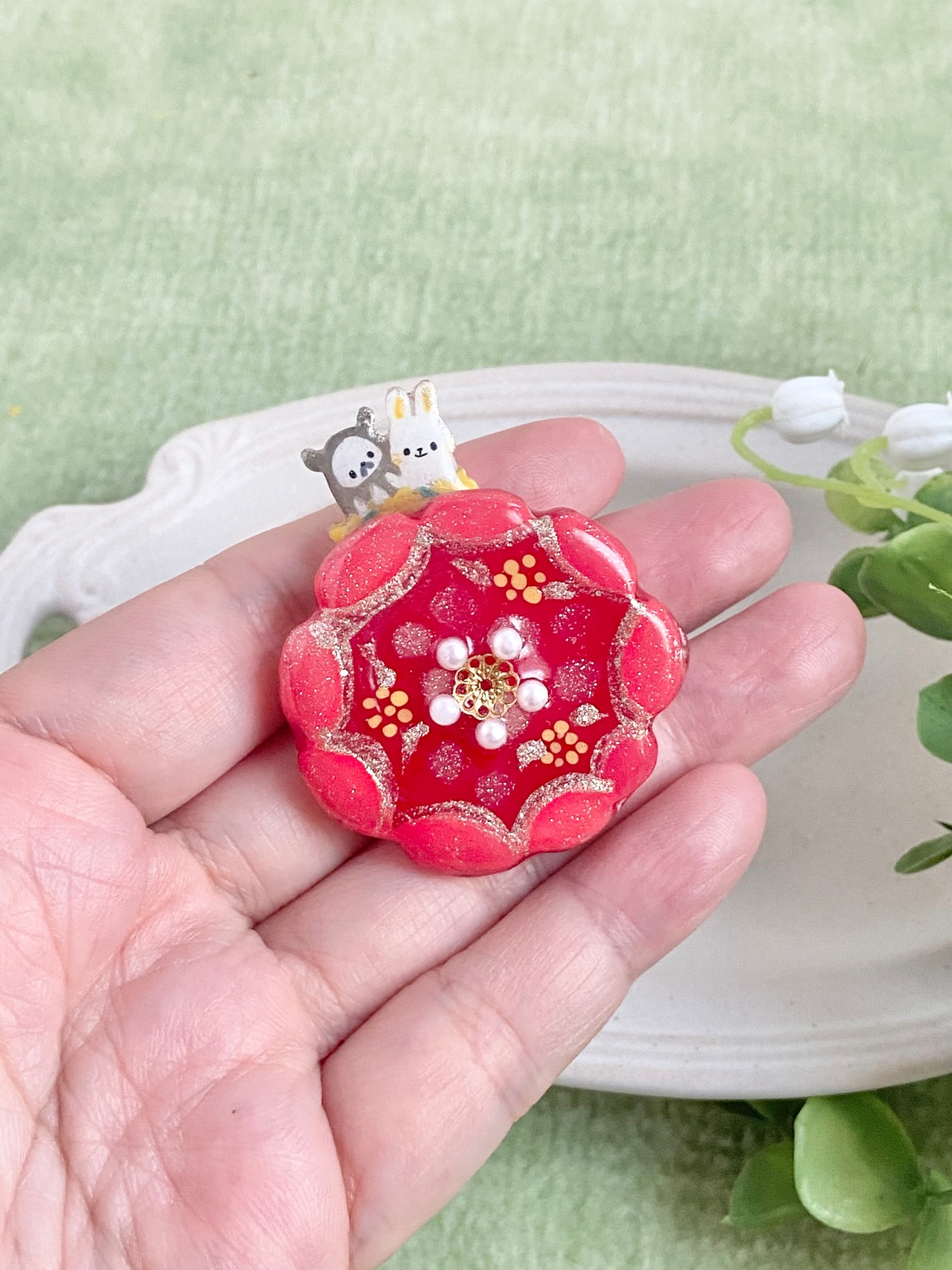 『彩りのお花』ガラスブローチ③