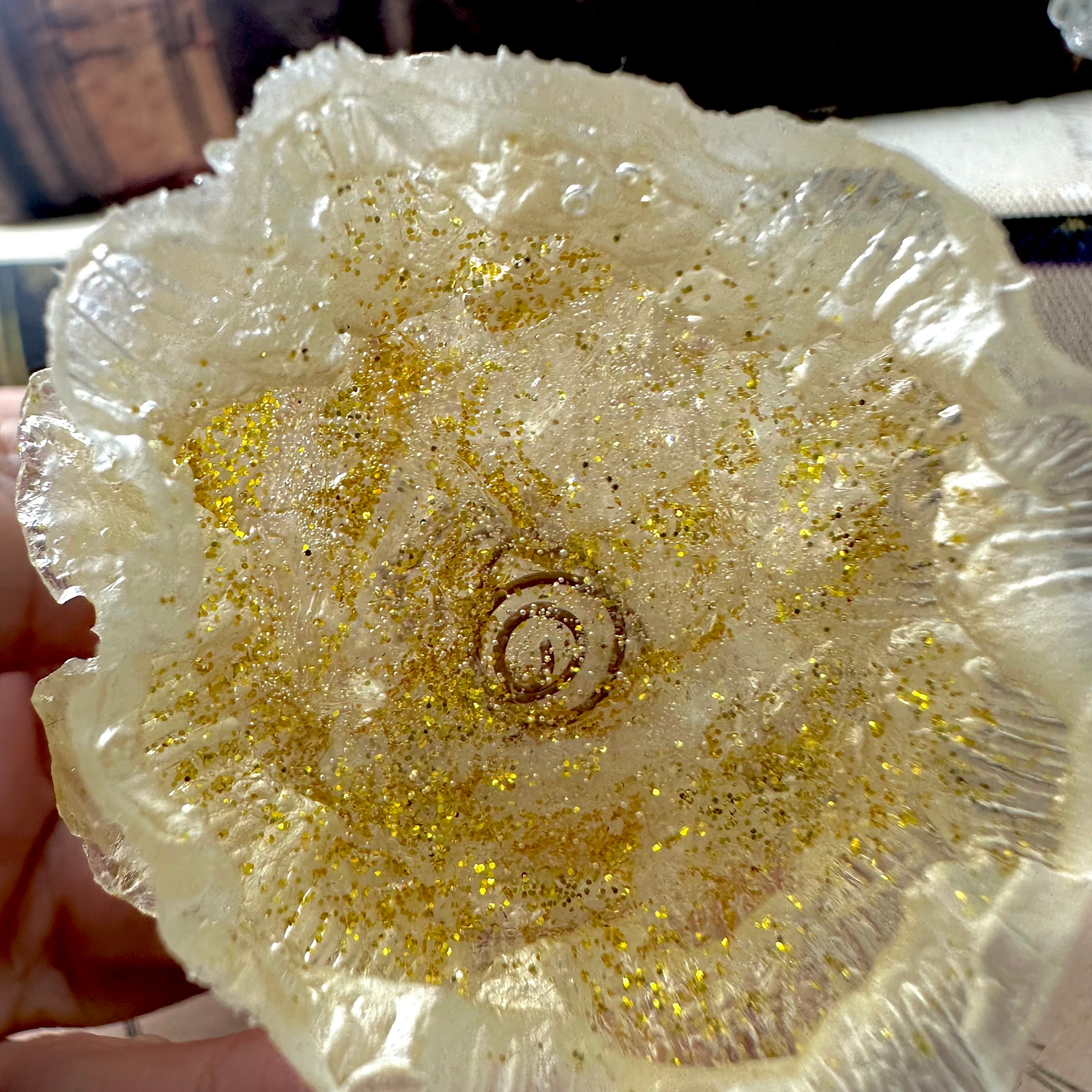 ミニクリスマスツリー》水晶【もみの木】ゴールドラメ 一点物