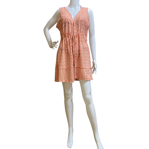 ブラジリアン ビーチ用 カーディガン レースクロシェ風ピンク