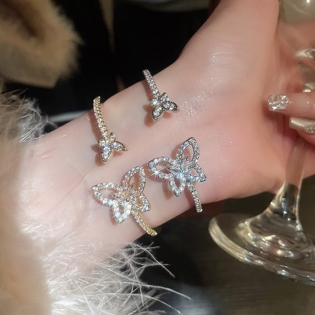 【即納】バタフライジルコンバングル《シルバー・ゴールド》