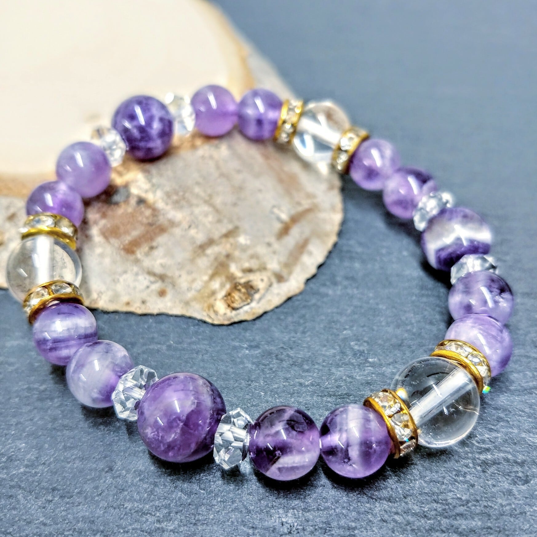 ★特選プレミアム★4096 Hz♫【ケープアメジスト♢水晶♢ローズ】❤️ ケープアメジスト＆水晶』8mm10mm天然石パワーストーン