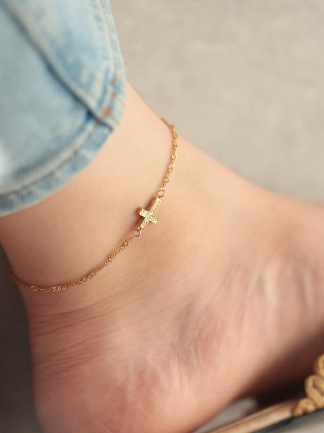 【 screw 】316L hawaiian cross anklet  #a10