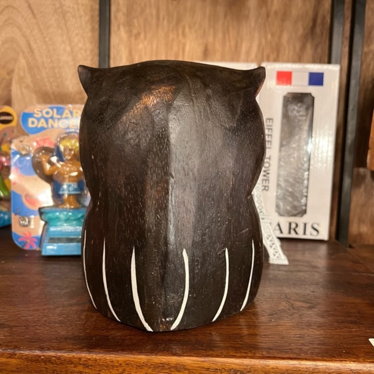 Wood-carved owl L　木彫りフクロウ　フクロウ　オブジェ　雑貨　飾り　アニマル　モノトーン