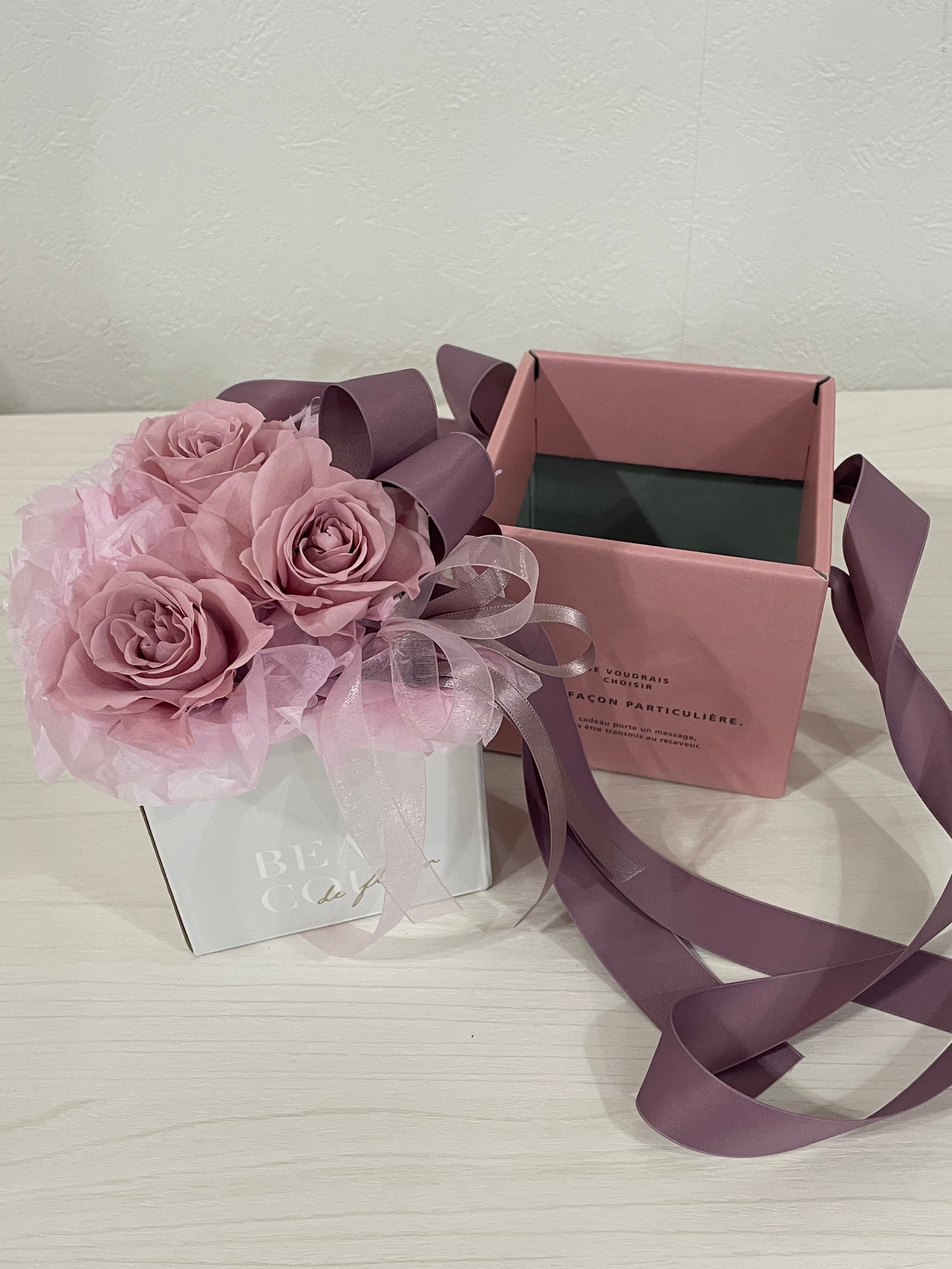 love ribbon」ボックスインブーケ プレゼント 可愛い スウィート