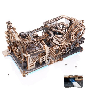 【人気】ROBOTIME 立体パズル 木製 3D ウッドパズル マーブルラン LGA01&LGC01&LG01 組み合わせセット 電動 模型 コースター 水車 ギア 軌道 ローラーコースター 工作愛好者向け 集中力 脳トレ クラフト 大人向け 子供 知育 玩具 おもちゃ 14歳+ DIY キット プレゼント インテリア 接続剤不要 イラスト説明書つき(LGX02)