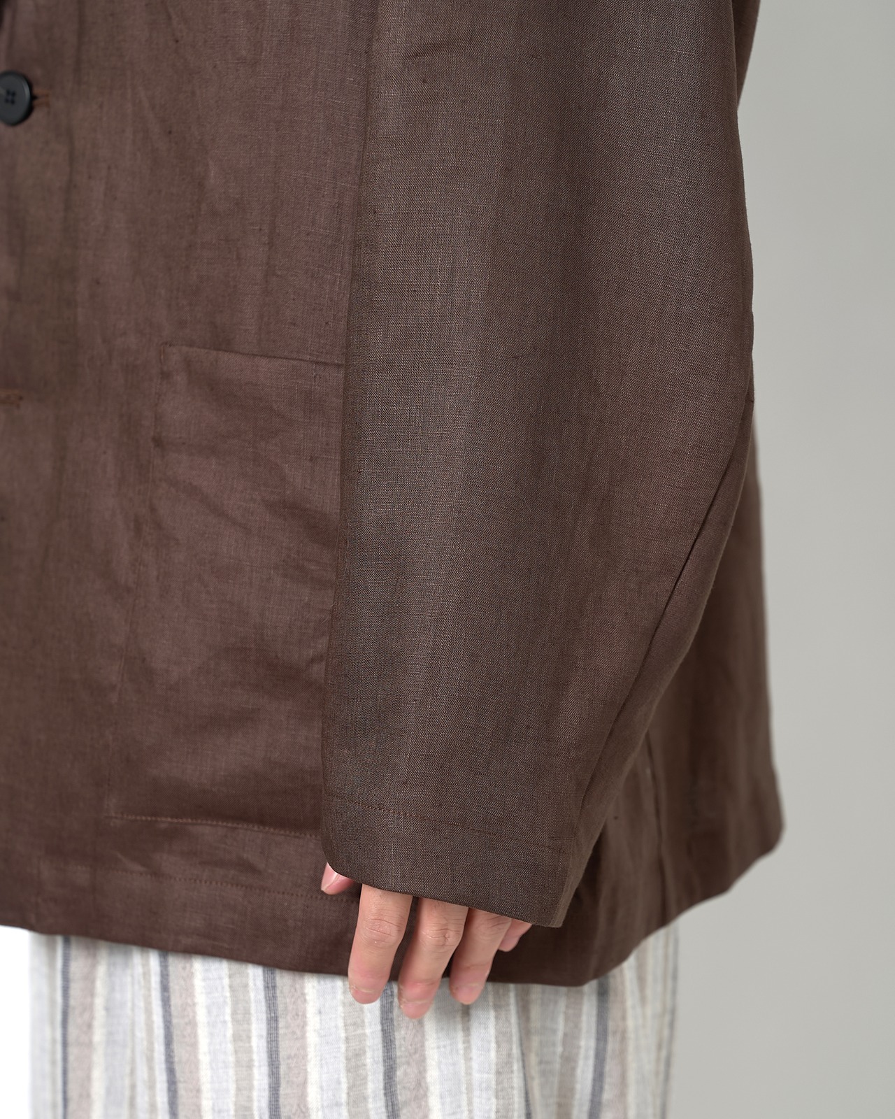 ssstein "LIGHT LINEN EASY SINGLE BREASTED JACKET〔BROWN〕"