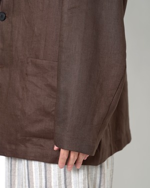 ssstein "LIGHT LINEN EASY SINGLE BREASTED JACKET〔BROWN〕"
