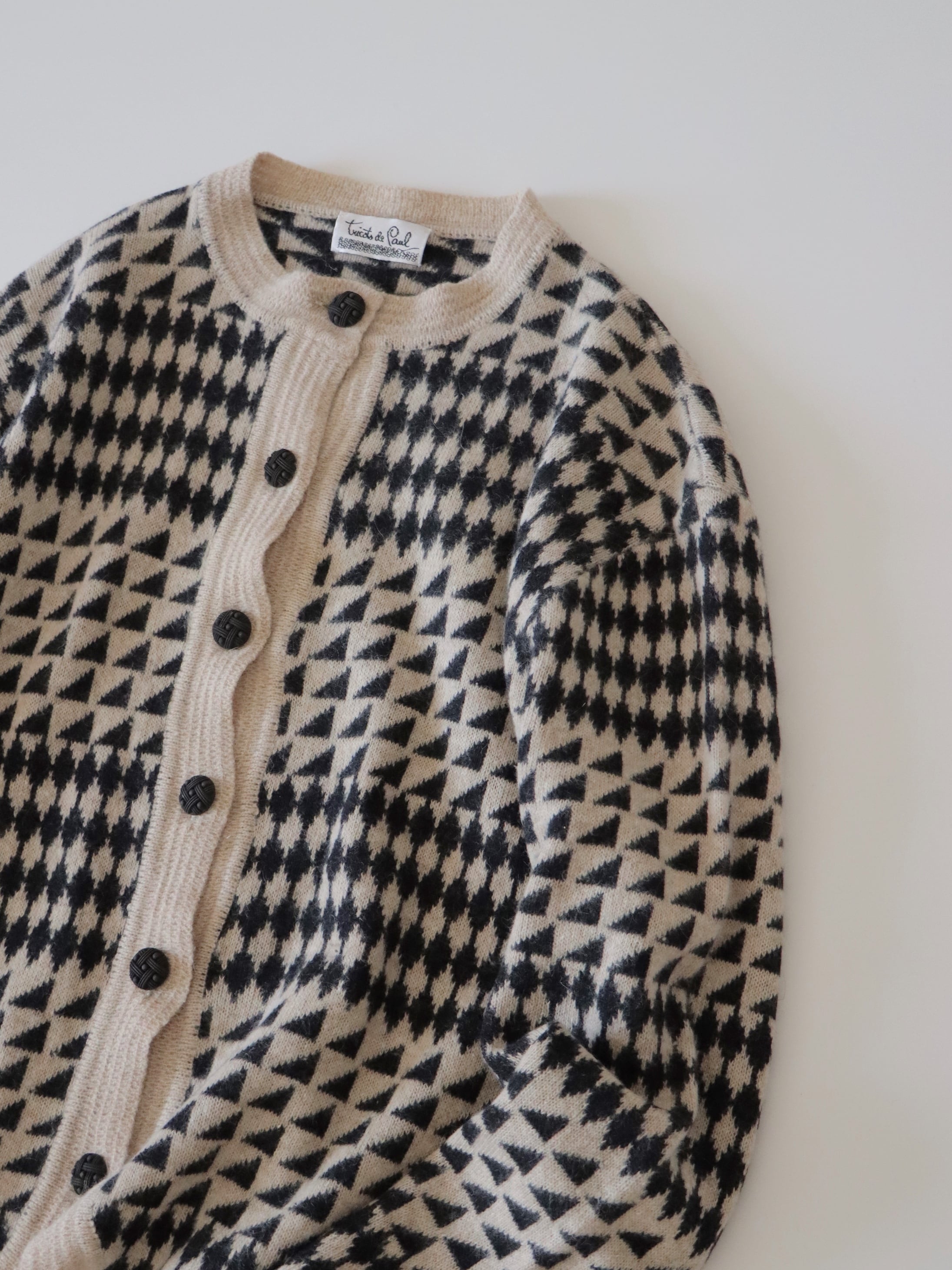 ●made in ITALY Angora geometric jacquard design cardigan