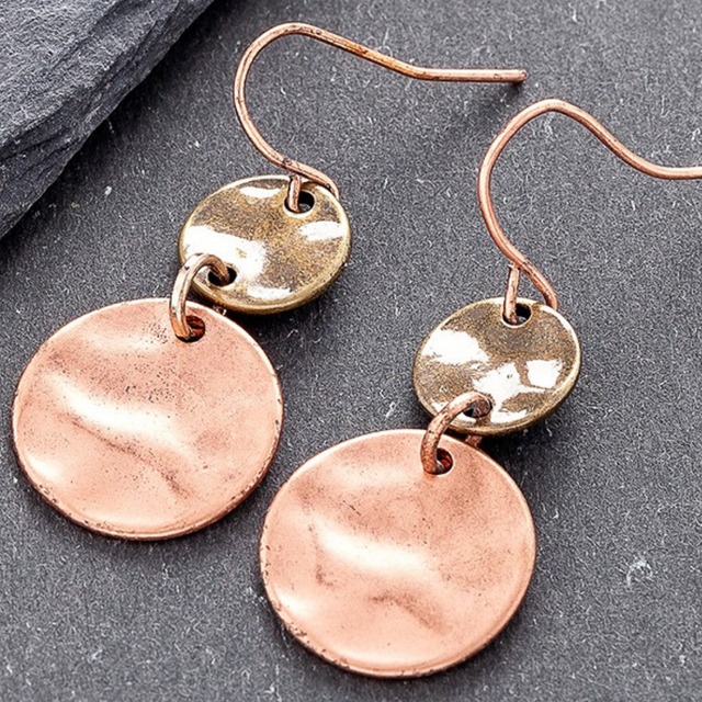 【TR0420】Antique Round Hanging Earrings