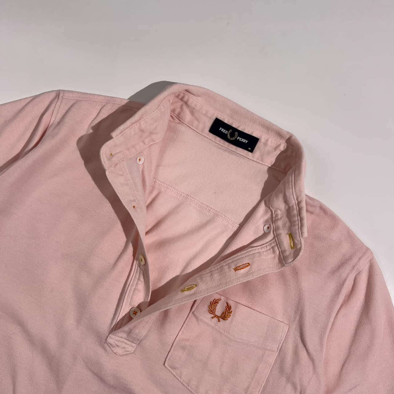 FRED PERRY フレッドペリー 鹿の子 BD ボタンダウン 半袖 ポロシャツ M /ピンク系 メンズ