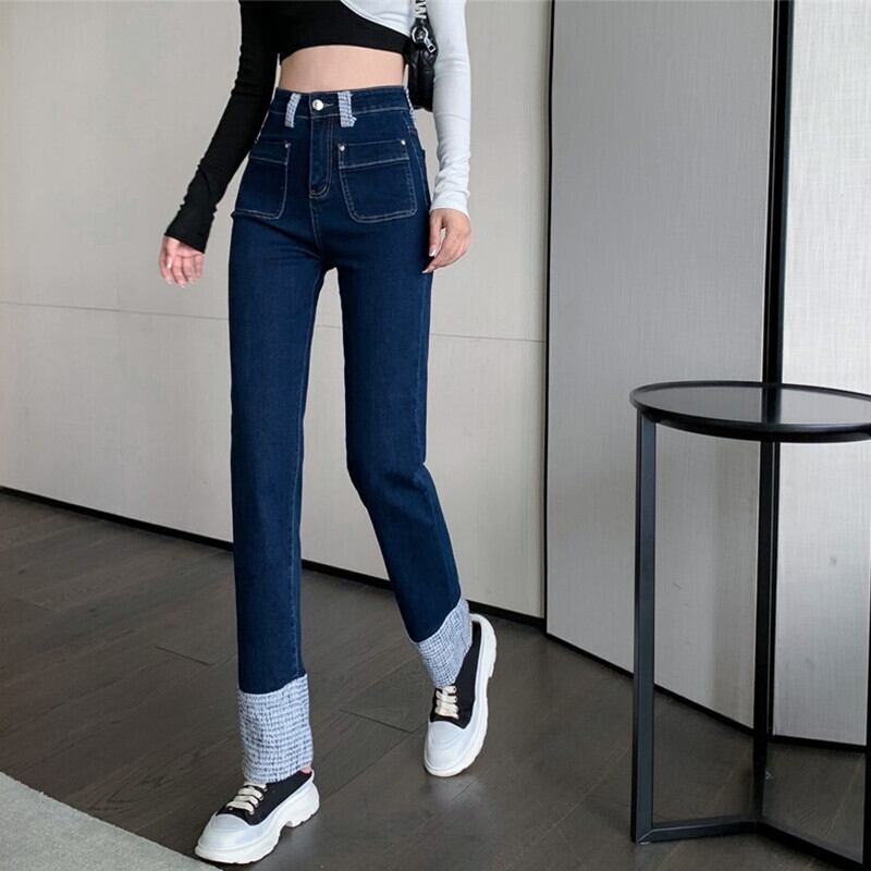 ジーンズ オータムルーズハイウェストカジュアルパンツ 秋物 ステッチ ガールズファッション5068581847