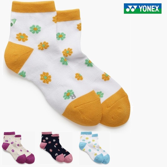 ウィメンズアンクルソックス[レディース]29262Y ヨネックス テニス かわいい花柄 底パイル 抗菌防臭