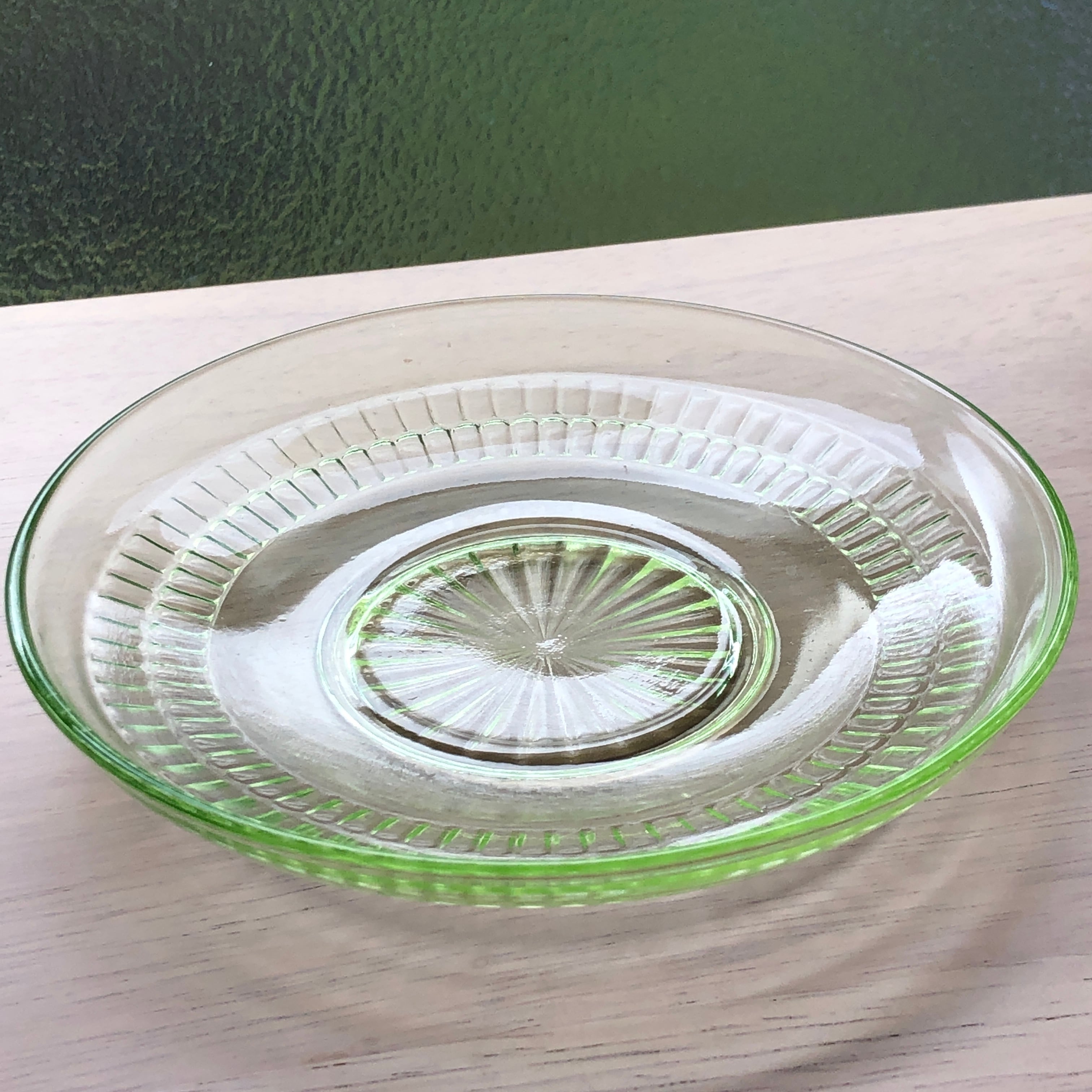 ウランガラスのプレート 直径20センチ 6枚 W361-2 昭和レトロ ウラン