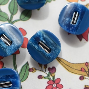 ●『2個セット』スクエア シルバー2ライン×ブルーマーブル 15㎜