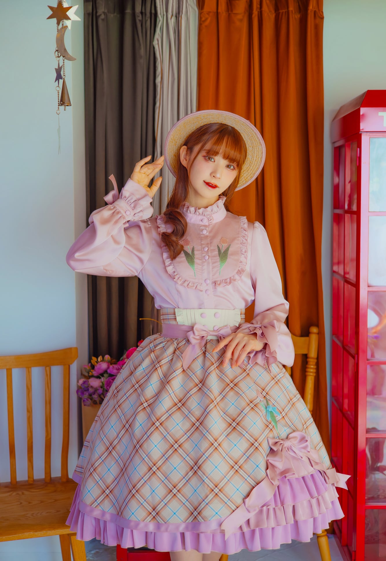 チューリップ柄キルティングフリルスカート チューリップさん チェックスカート | HoshibakoWorks
