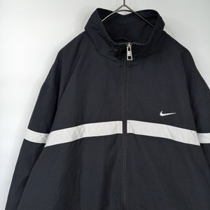 00s　ナイキ　ナイロンジャケット　刺繍ロゴ　スウォッシュ　総メッシュ　胸ライン
