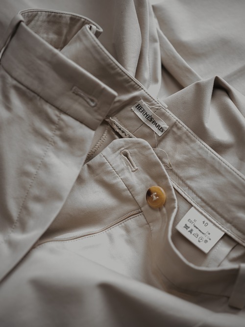 [early 90's] "Hermès" Cotton Gabardine Trousers (designed by Martin Margiela)
