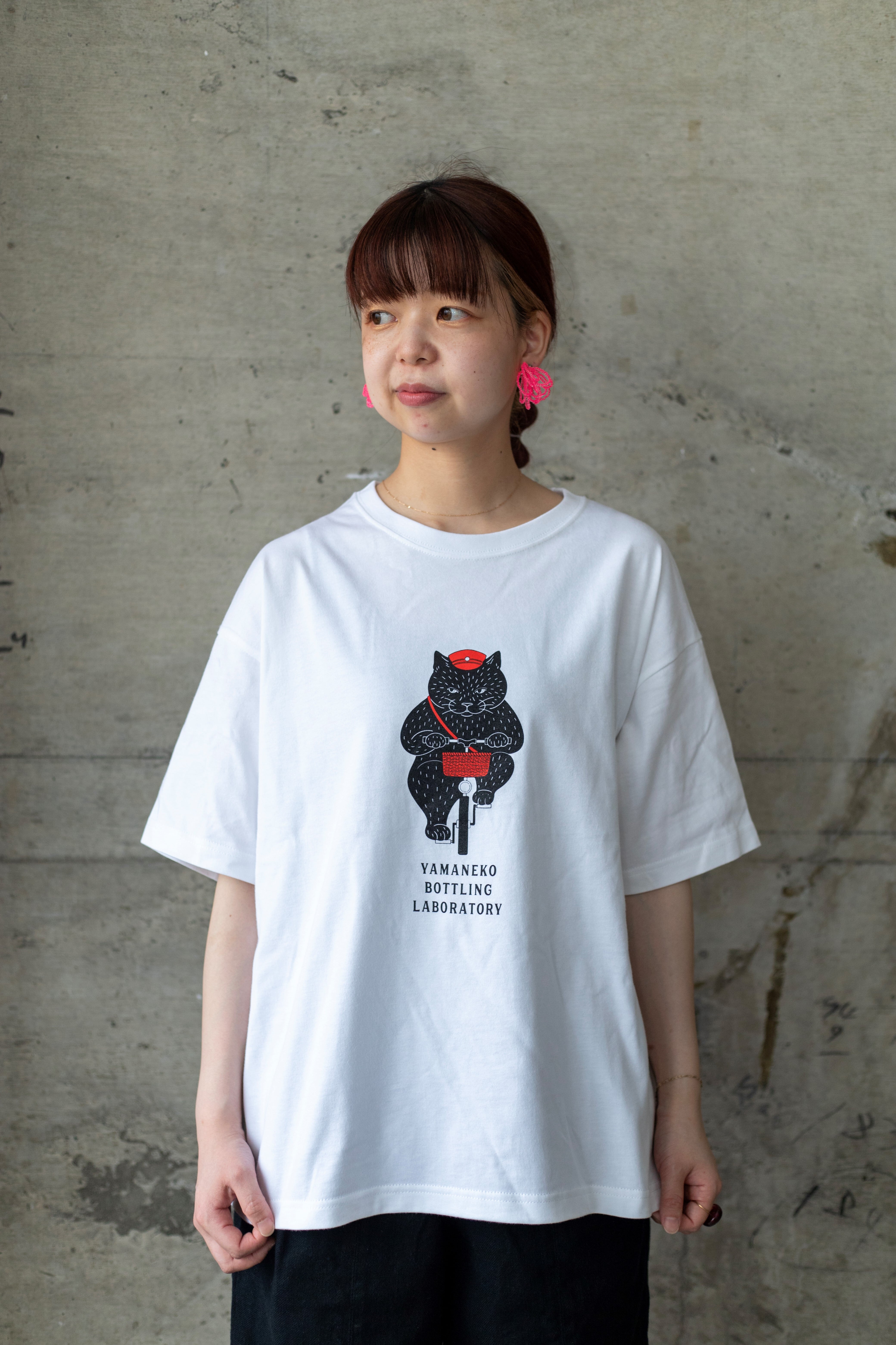 山猫オリジナルTシャツ/自転車猫【ホワイト】 | 山猫瓶詰研究所