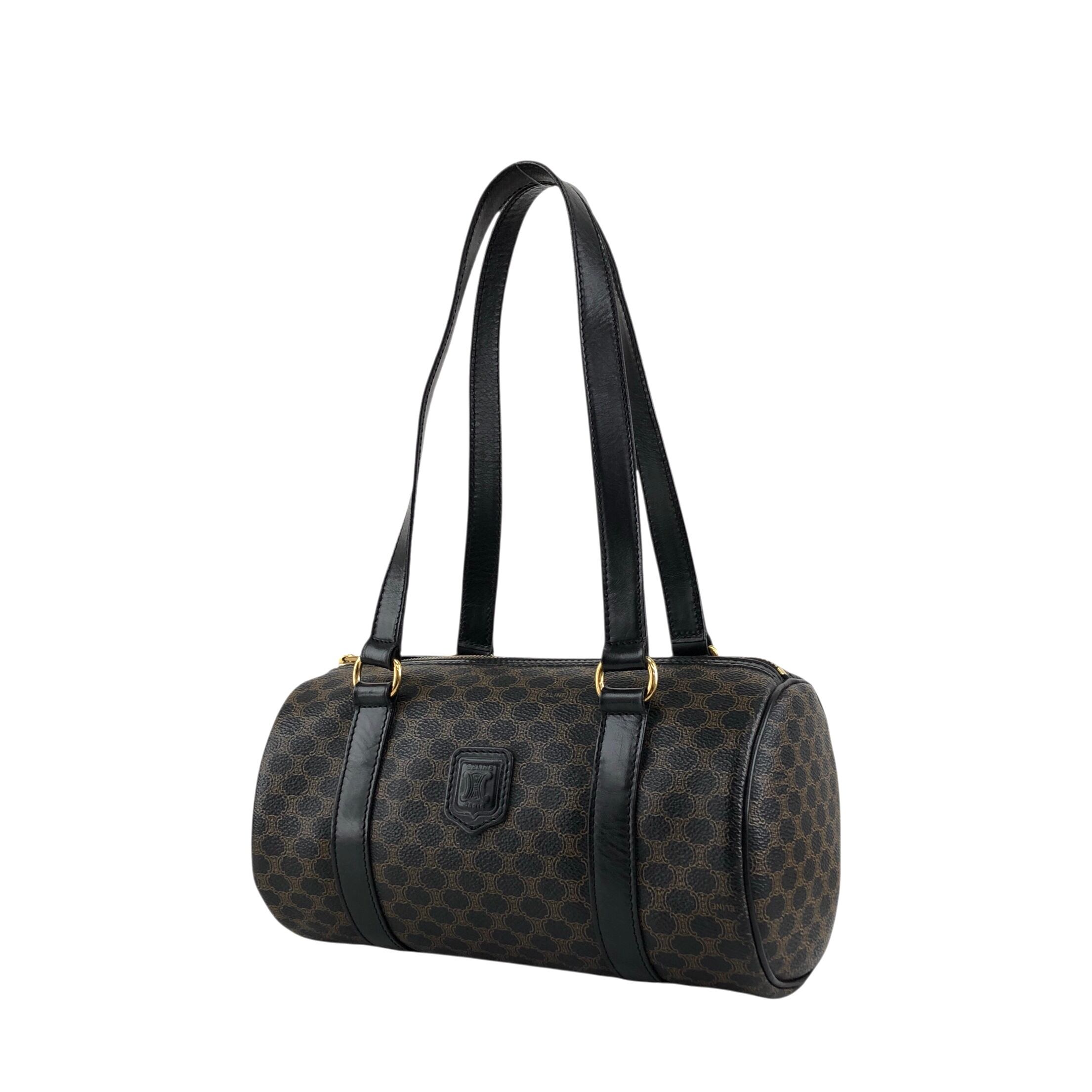 CELINE セリーヌ マカダム柄 ハンドバッグ ブラック ブラゾン型押し
