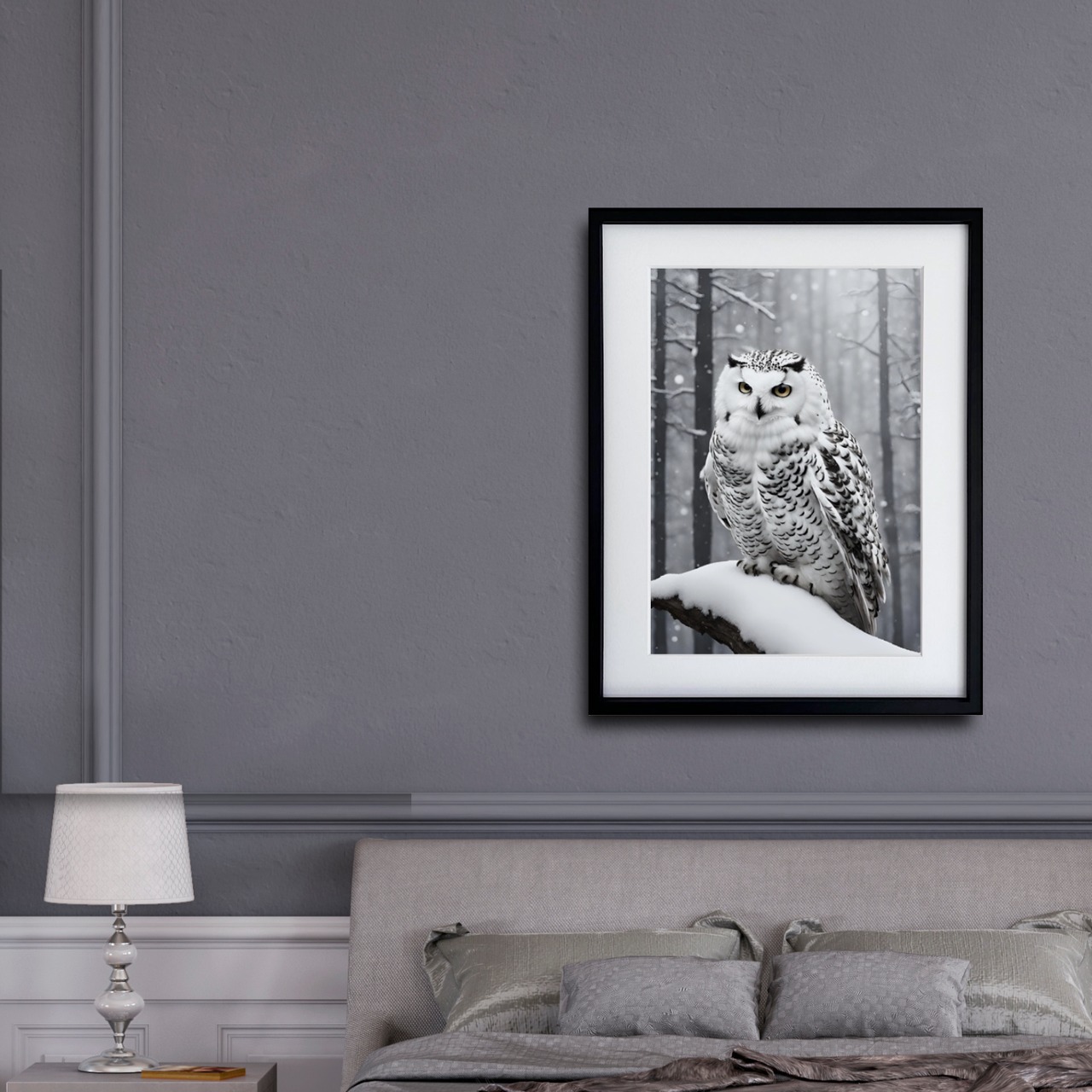 Elegant Owl｜エレガントなフクロウアートポスター 気品漂うフォトグラフ風デザイン｜モダン空間を格上げする上質インテリアアート｜Make SenseオリジナルA3ポスター