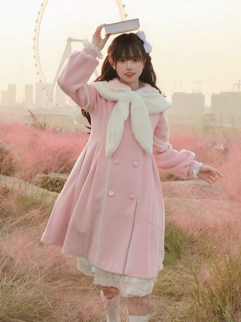 3カラー 】XS XL ピンク 白 ワンピース コート アウター ジャケット