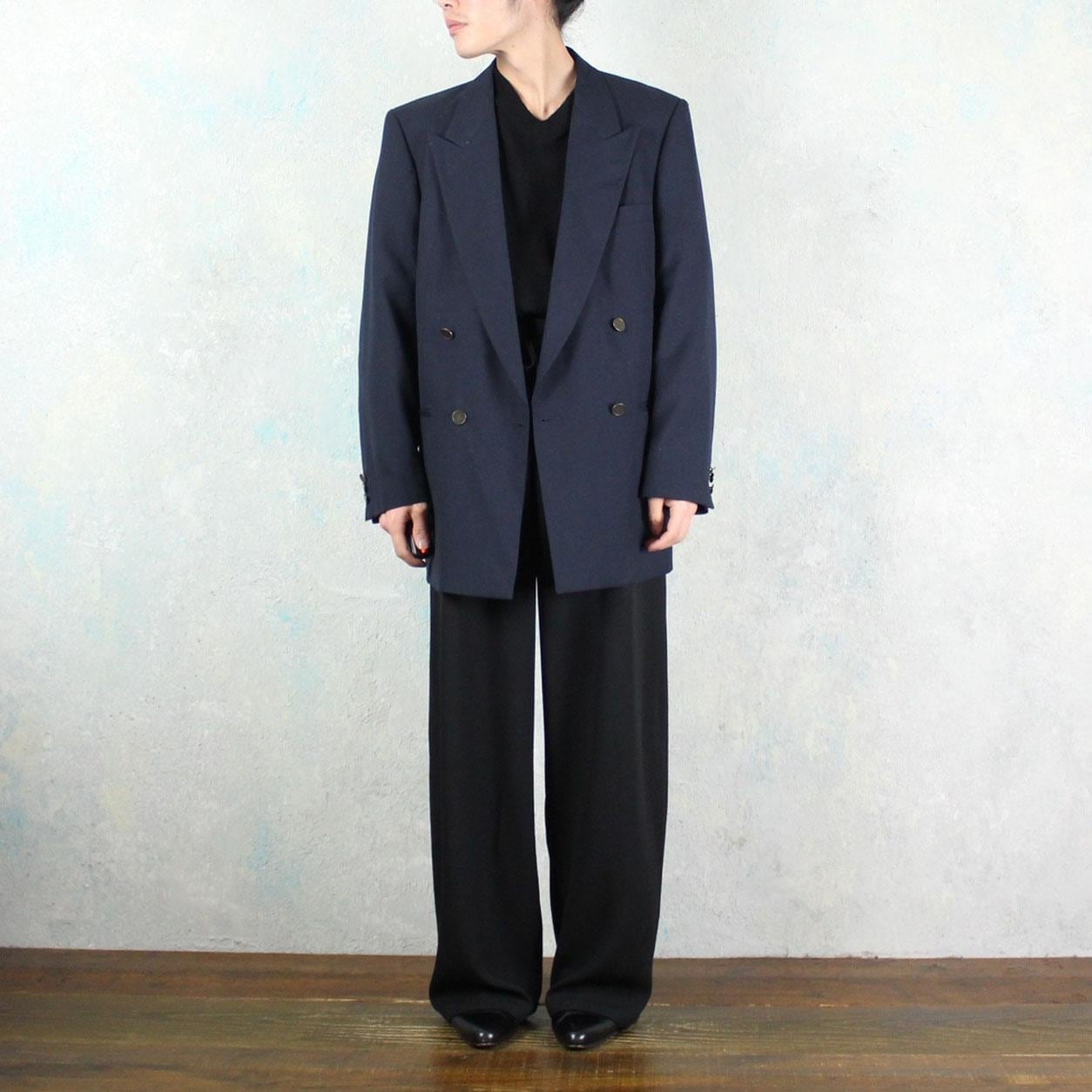 Yves Saint Laurent フランス製 ウールギャバジン ダブルテーラード 