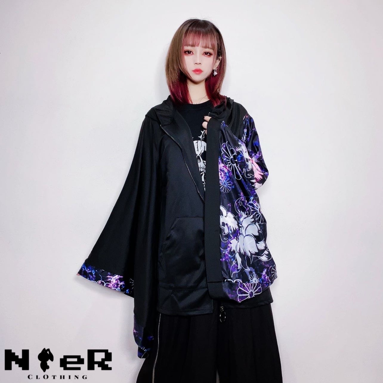 STRETCH着物風袖ZIP OUTER【和柄九尾】 | NIER CLOTHING