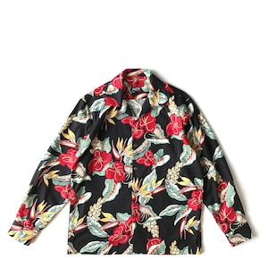 Mountain Long sleeve Open Aloha shirt / Anthurium / Black  残り1枚