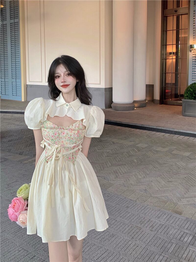 フローラルドレス ショートスカート サマーウェスト ふわふわ 夏物 花柄 ピュア ステッチ ブラックストロベリース41581633851